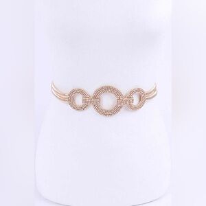 Gold Rhinestone Elastic Waist Corset Statement Belt